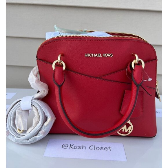 Michael Kors satchel dome purse jet set medium bag flame - Picture 9 of 11